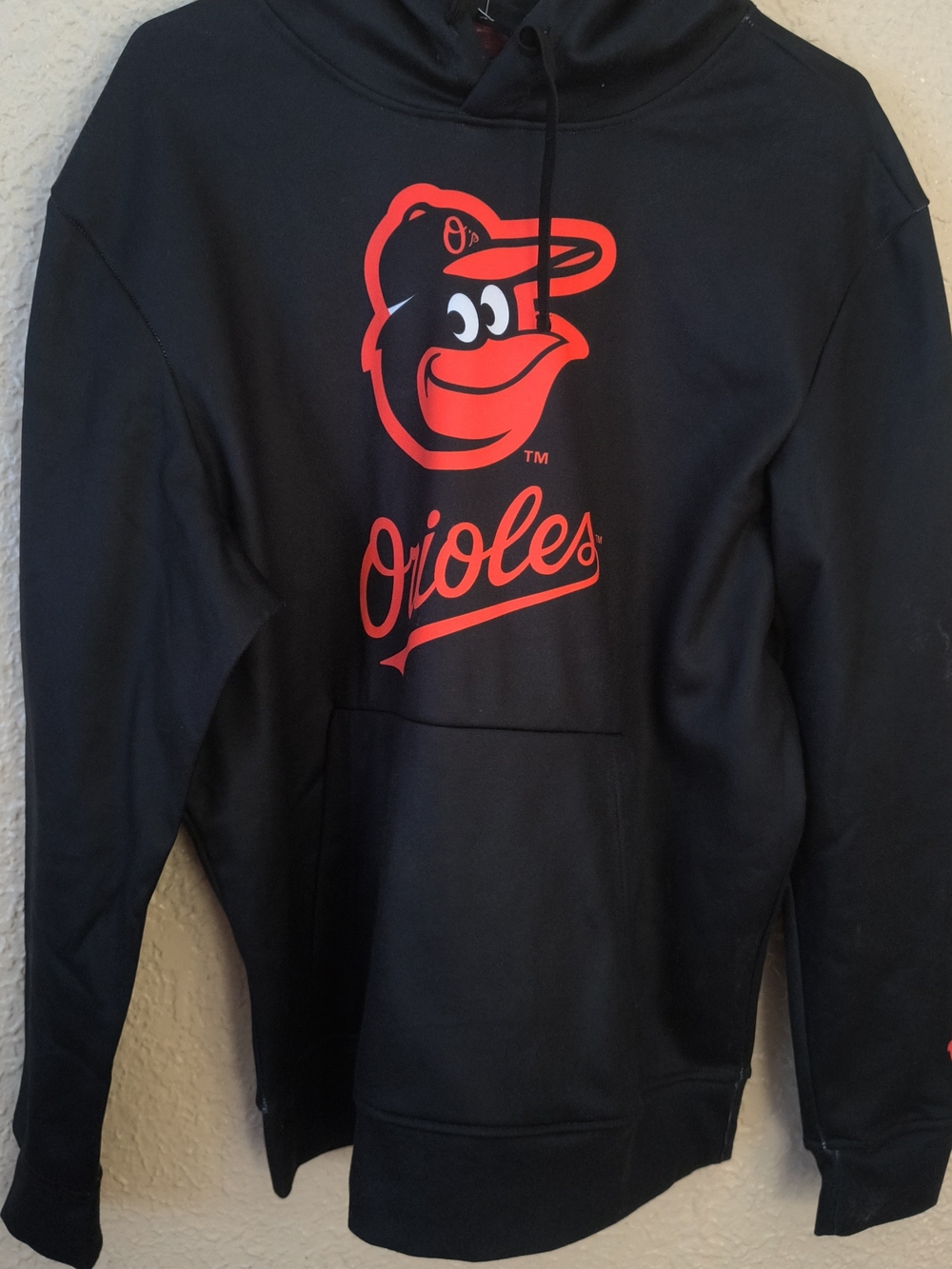 Men's Black Pullover Hoodie with Orange Logo